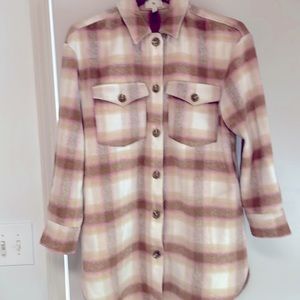 BP Shacket. Size medium. Soft. Mid thigh length. Side and breast pockets.